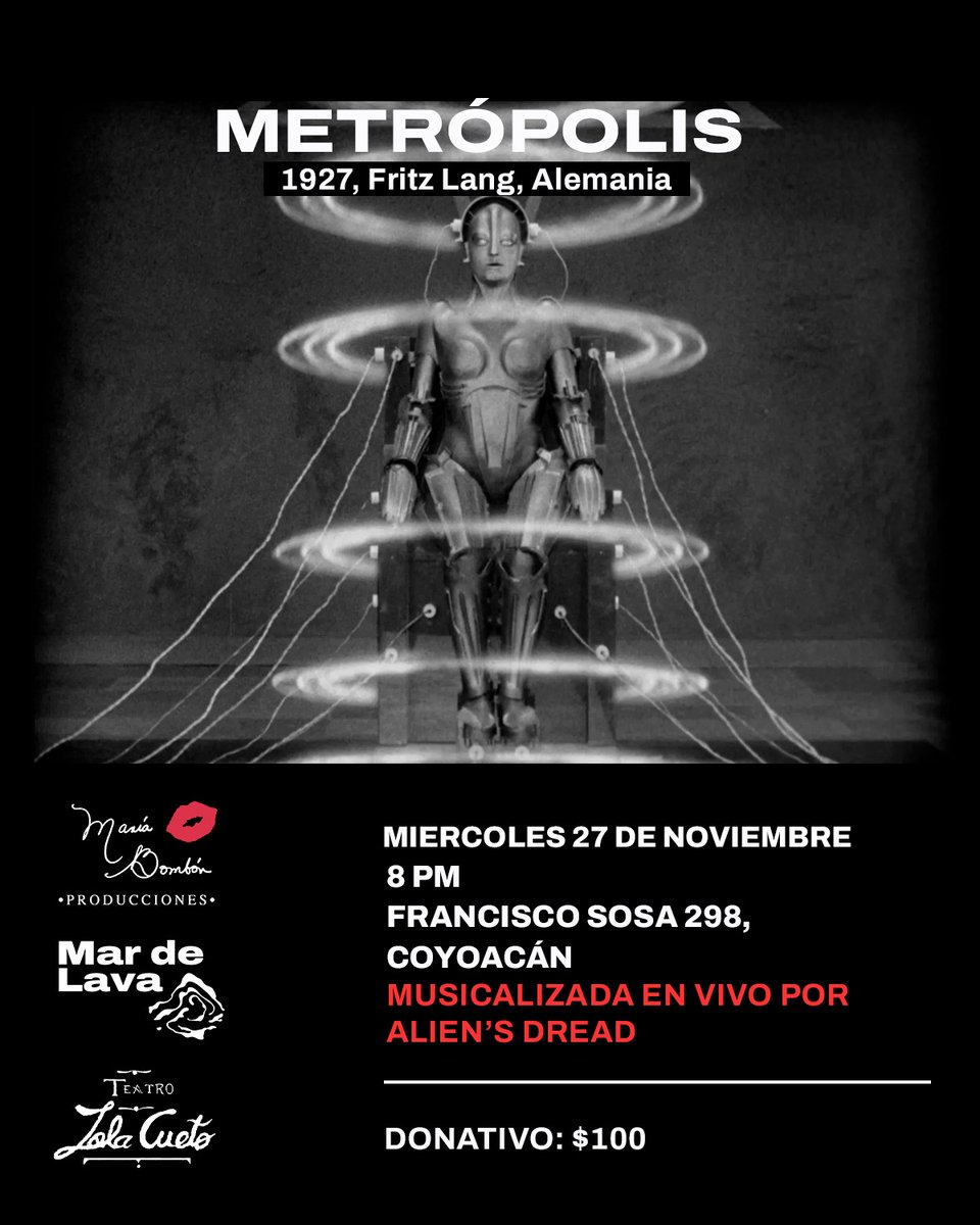 Acompañen a la dupla de casa en su interpretación sonora inspirada por el clásico cinematográfico Metrópolis. Alien's Dread y sus máquinas parlantes.