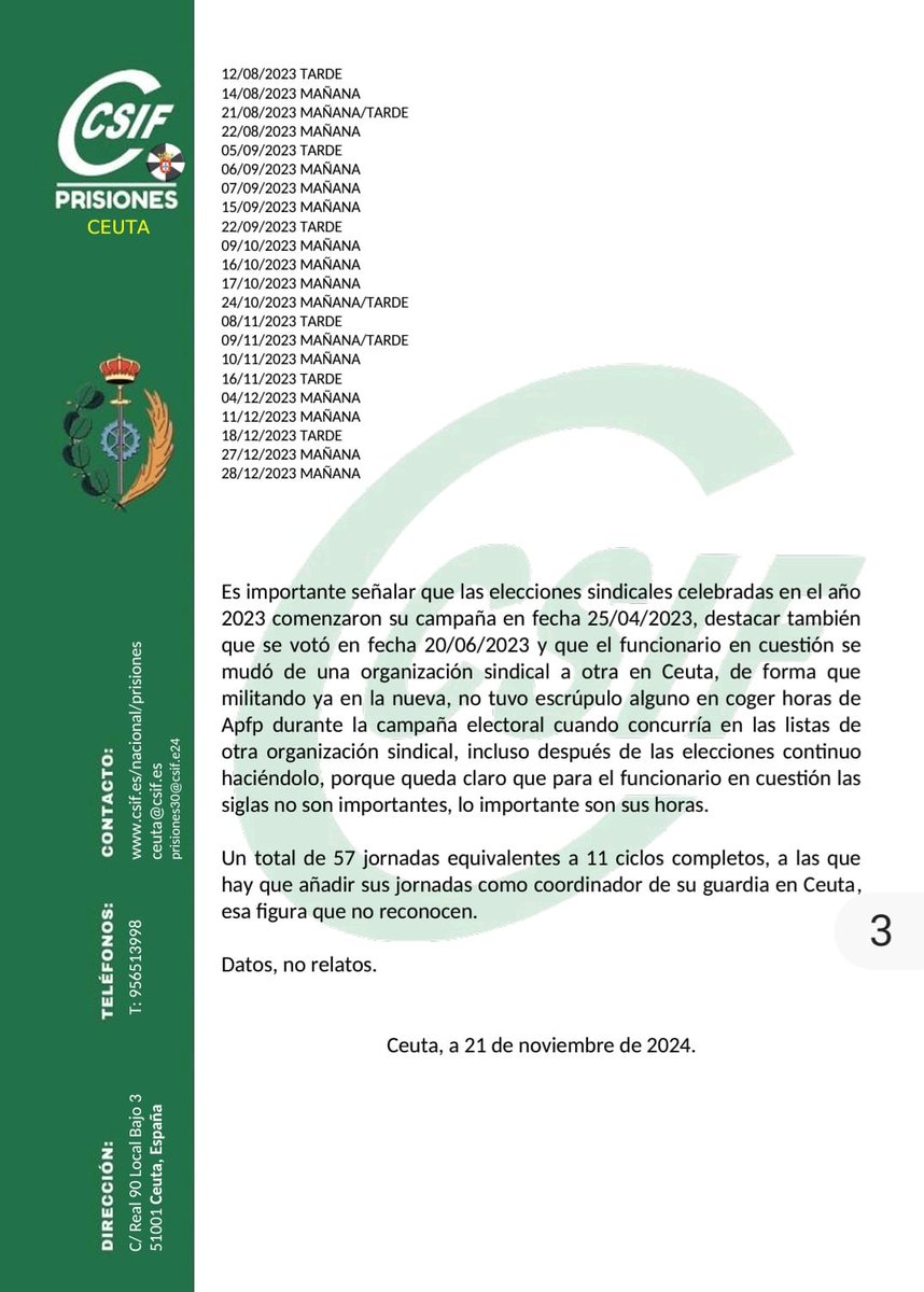 Ostia puta!!!!!! Ahora resulta q desde el CSIF Ceuta se están denunciando q los negros negrísimos, los q abanderaban, no a las horas sindicales sin justificación etc .....van y no son capaces de decir si esto es verdad ....donde está <a href="/1979Goku/">Manuel Galisteo</a> ??? Nos lo explicas???