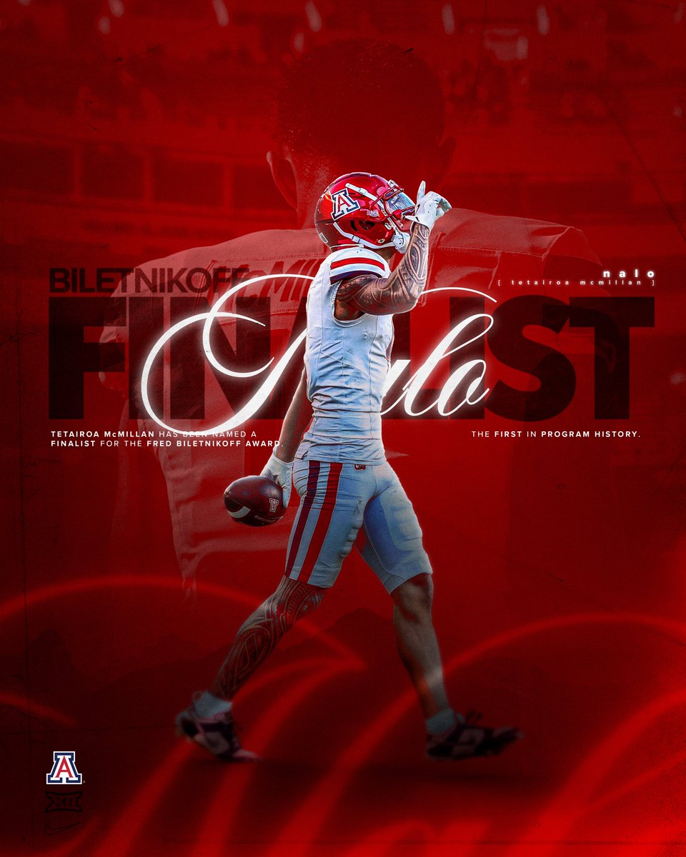 History made‼️

Tetairoa Mcmillan is the first player in Arizona Football history to be named a finalist for the Fred Biletnikoff Award.