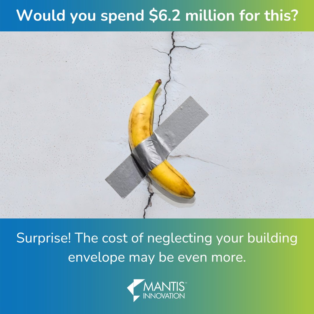 MantisInnov's tweet image. At a recent art auction, a banana duct-taped to a wall sold for $6.2 million! 🍌
📰 hubs.la/Q02ZzDWh0
Contact us today to discuss how you can flatten cap-ex and op-ex and lower the total cost of ownership of your facilities!
#Banana #Art #BuildingEnvelope
