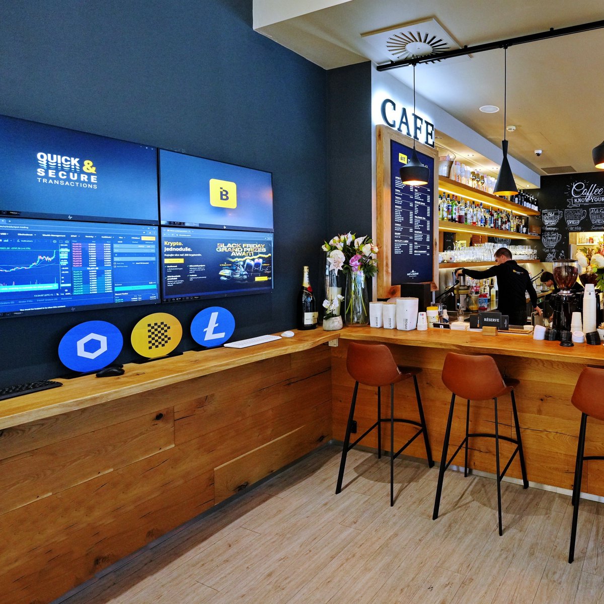 BITmarkets café, the first crypto exchange café in Prague, where modern  technology meets great coffee. Combine the energy of speciality coffee with  inspiration for your new investments. Our café aims to connect