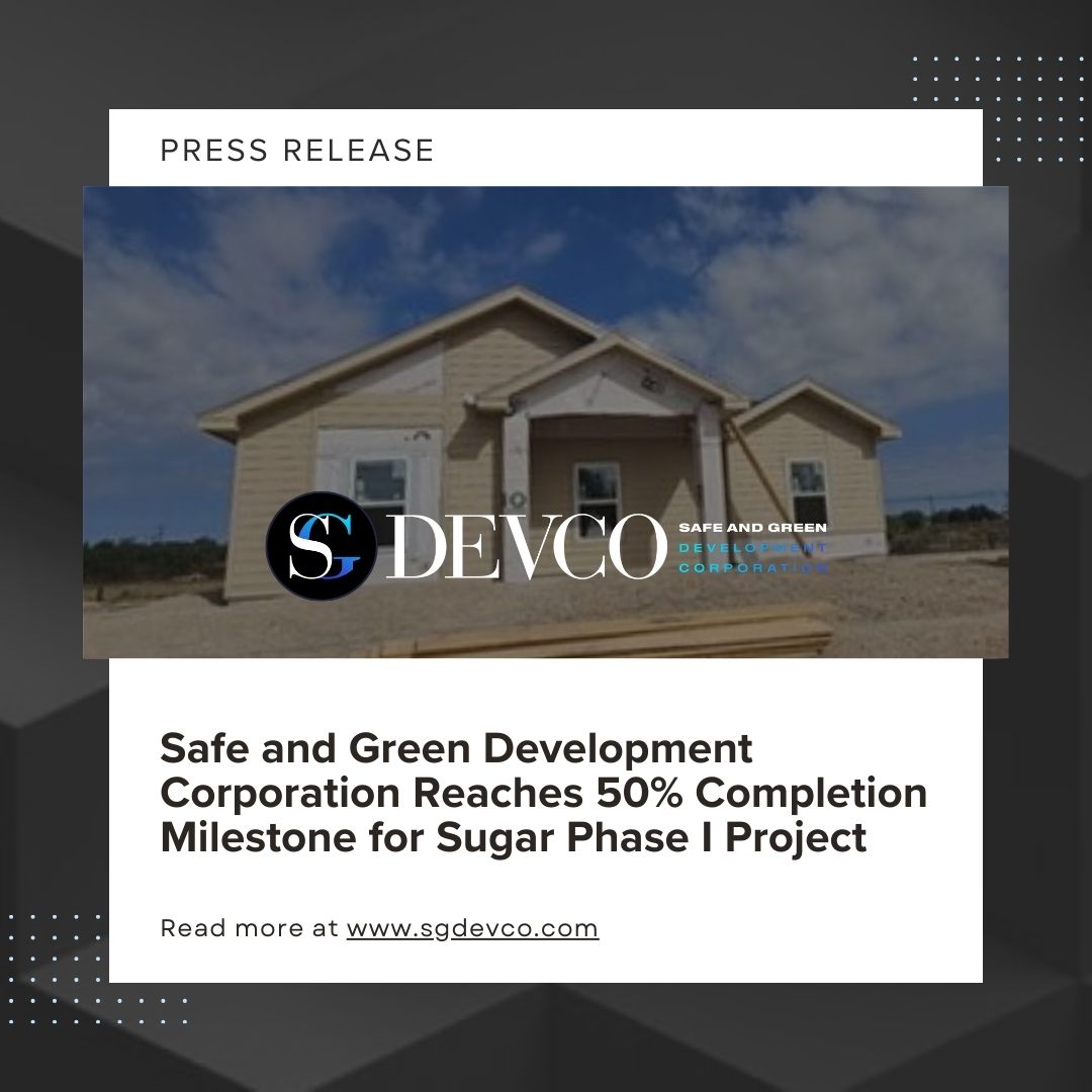 Exciting progress from SG Devco! The Sugar Phase I project in South Texas is now 50% complete, bringing innovative, high-quality homes closer to reality. Marketing efforts are underway as we prepare for completion by Q1 2025. Read more: ir.sgdevco.com #SGBX #SGDevco
