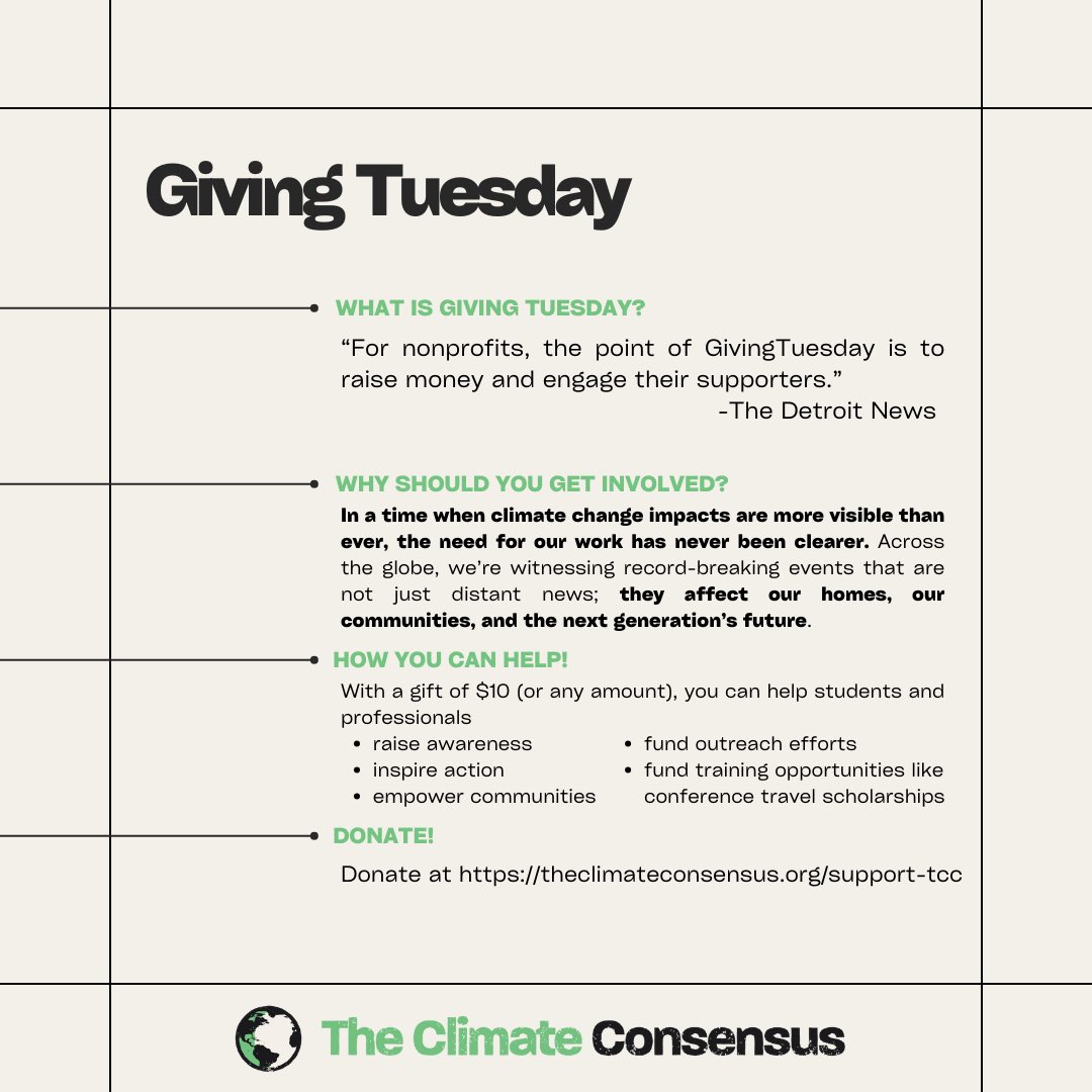 We are participating in #GivingTuesday on December 3, 2024!

Together, we can help shape a world where communities are prepared and voices are united in the fight for a sustainable future. Are you ready to stand with us and be a force for change?

Donate: theclimateconsensus.org/support-tcc
