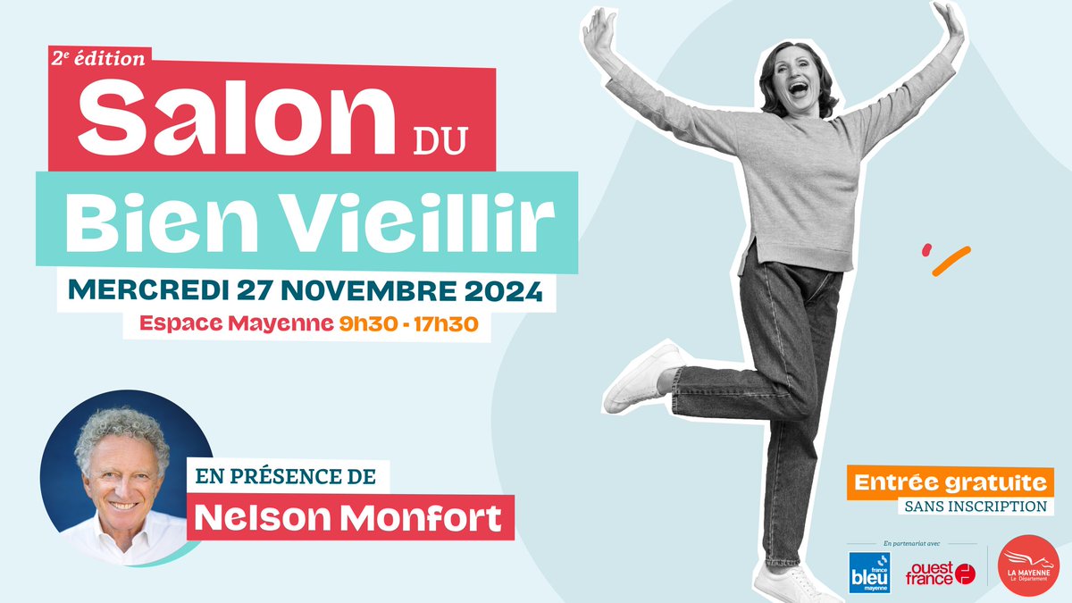 lamayenne's tweet photo. [#BienVieillir] ✨ Le Salon du Bien Vieillir, c'est demain ! Infos pratiques : accès gratuit, ouvert à tous à partir de 9h30. Restauration sur place toute la journée. Voir le programme : https://t.co/UahFumaMT4 #SDBV https://t.co/IvCWiL1g6u