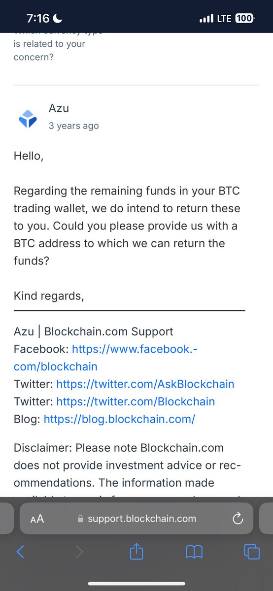Zamarty_'s tweet photo. @blockchain @unstoppableweb Hello @blockchain my account have been closed 3 years ago for no reason and I got you guys text messages that I should drop wallet for return of my funds I replied but l don't get response since then.
Please kindly let me know what to do to get my funds. https://t.co/zdeWTzS48W