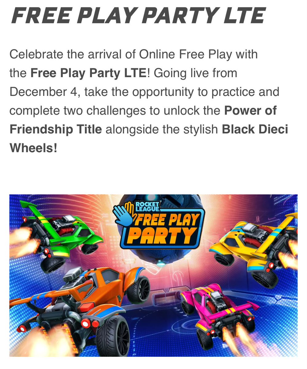 Liquipedia RL (@liquipediarl) on Twitter photo Rocket League is offering free Black Dieci wheels in an upcoming LTE event with the launch of Online Free Play.
<a href="/RLEsports/">Rocket League Esports</a> #RLCS Rocket League is offering free Black Dieci wheels in an upcoming LTE event with the launch of Online Free Play.
<a href="/RLEsports/">Rocket League Esports</a> #RLCS