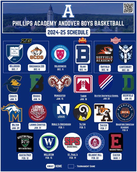 24-25 Andover Basketball Schedule!! @andoverathletics #gobigblue #andoverathletics