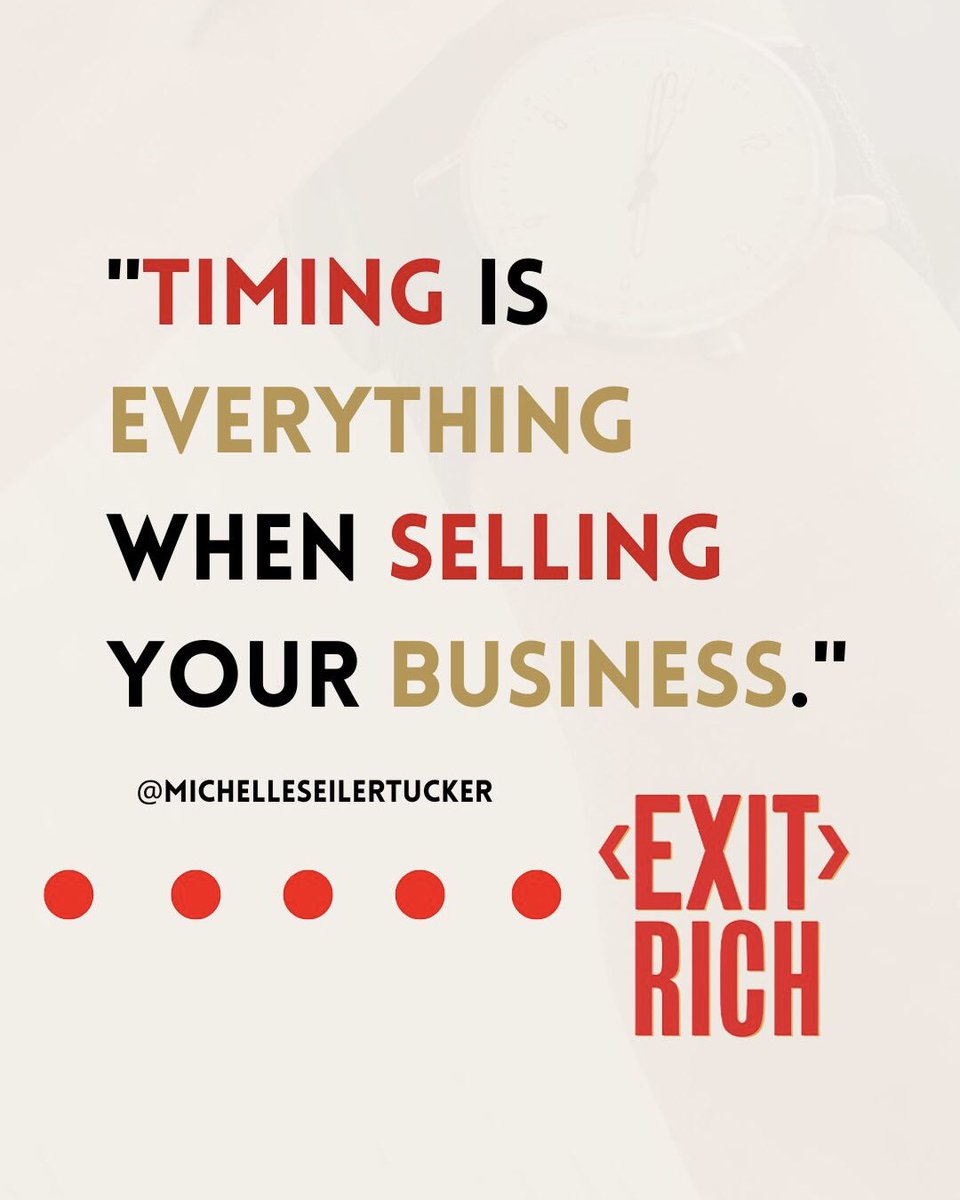 Knowing when to sell can turn a bad deal into a great one. Sell when your business is thriving, not struggling! Plan smart, sell smart, and Exit Rich.

Have you planned your exit? Let me know!

#ExitRich #TimingIsEverything #SellSmart #BusinessGrowth #Entrepreneurship
