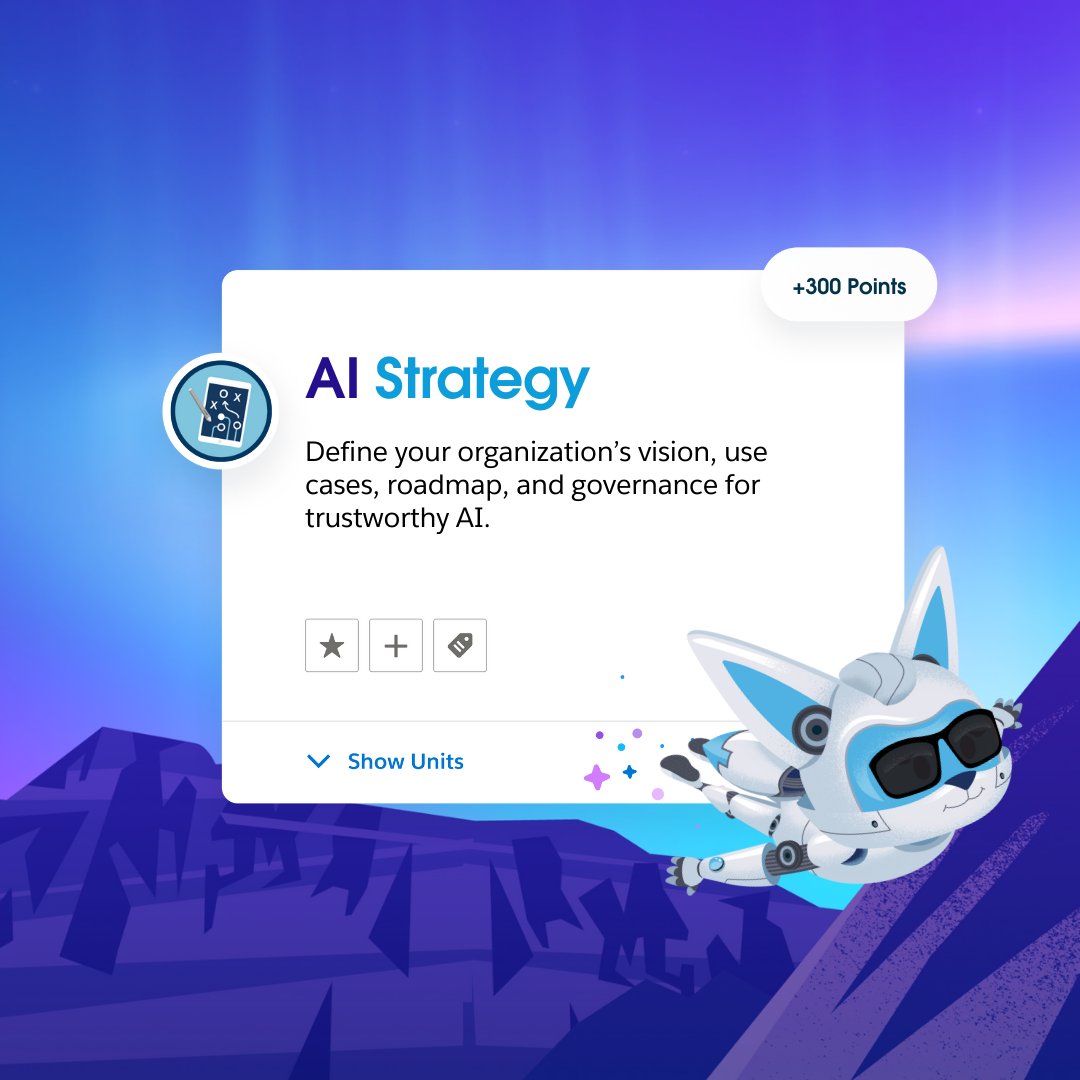 Trailblazers, dive into AI with Agentforce! ✨
 
Learn to use it effectively — from its business impact to launching your first agent.
 
Yes, it's time to unlock top use cases and get up to speed on artificial intelligence.
 
Start now: sforce.co/4g8L8Kl
