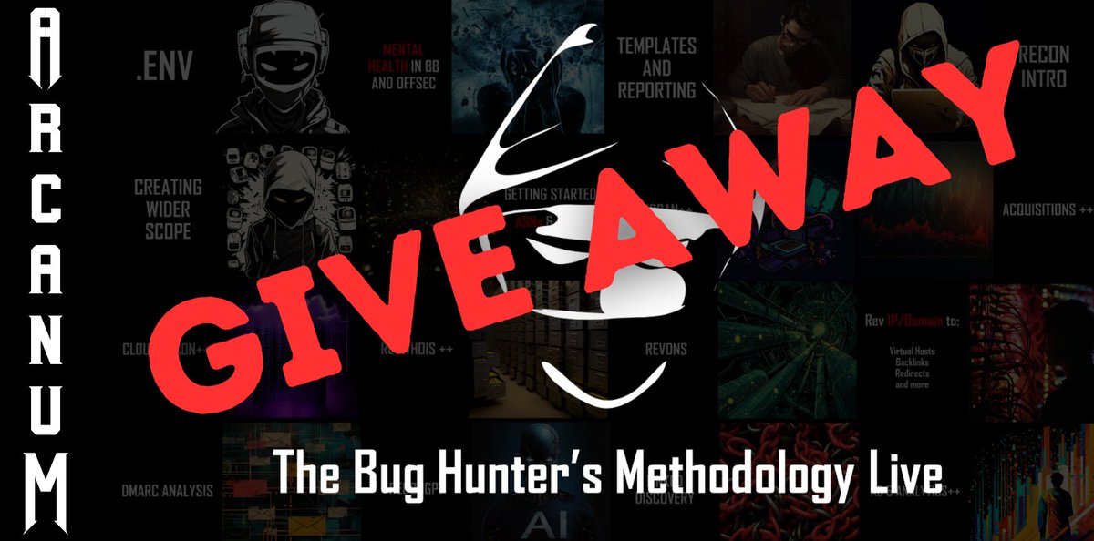 Jason Haddix (@jhaddix) on Twitter photo 🛑 GIVEAWAY ALERT 🛑
Today is DAY TWO of FIVE DAYS of <a href="/arcanuminfosec/">Arcanum Information Security</a> and friends Black Friday and Cyber Monday giveaways!
Today we are giving away FIVE seats to our flagship training:
"The Bug Hunter's Methodology Live"
TBHM is one of the BEST trainings in the industry for 🛑 GIVEAWAY ALERT 🛑
Today is DAY TWO of FIVE DAYS of <a href="/arcanuminfosec/">Arcanum Information Security</a> and friends Black Friday and Cyber Monday giveaways!
Today we are giving away FIVE seats to our flagship training:
"The Bug Hunter's Methodology Live"
TBHM is one of the BEST trainings in the industry for