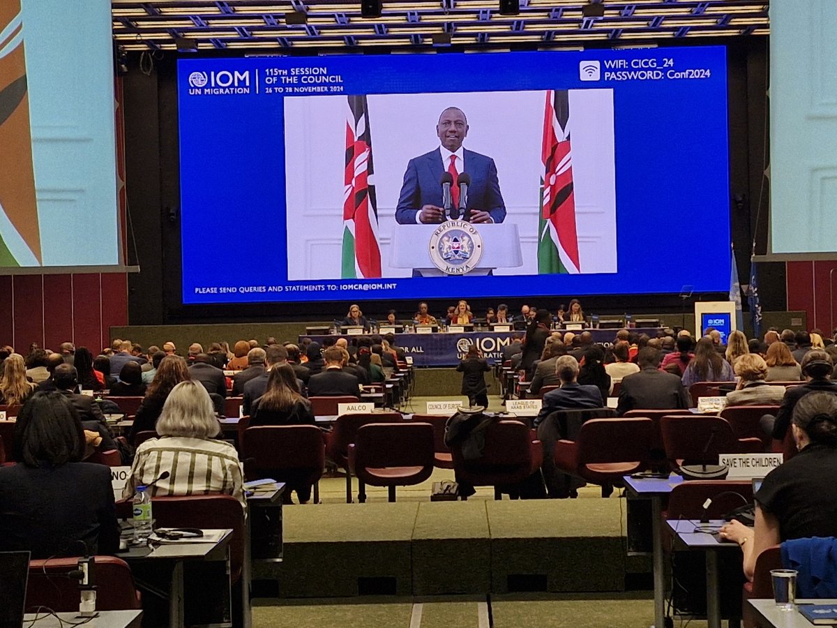 Kenya’s <a href="/WilliamsRuto/">William Samoei Ruto, PhD</a> addressed the #IOMCouncil via a video message, urging expanded regular migration pathways as a '"triple win” for Kenya, migrants, and destinations. He highlighted climate-induced migration as a priority and thanked <a href="/UNmigration/">IOM - UN Migration 🇺🇳</a> for its vital partnership.