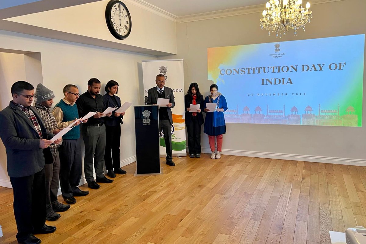 On the occasion of #SamvidhanDiwas, marking the historic adoption of the Constitution by the Constituent Assembly of India, the Embassy Team, led by Ambassador R Ravindra gathered at the Chancery today to read the Preamble of the Constitution of India.

#ConstitutionDay2024
