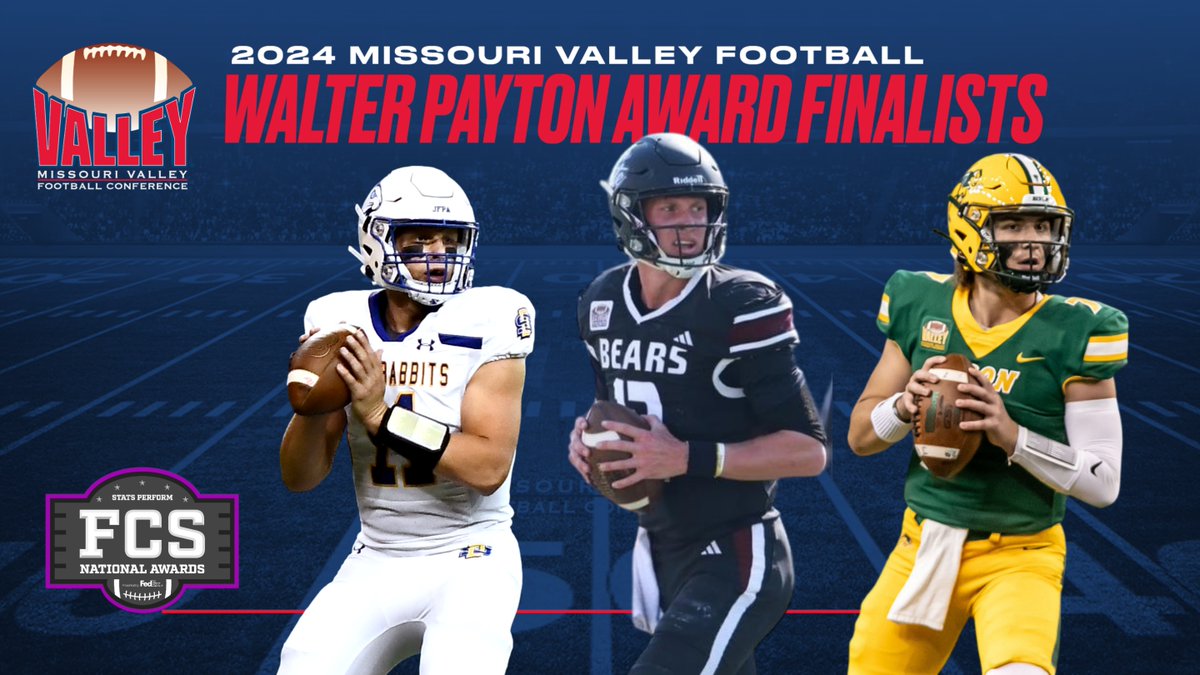 Valley Football (@valleyfootball) on Twitter photo 3 in #MVFC named finalists for <a href="/OptaAnalystFCS/">FCS Football</a> Walter Payton Award:
<a href="/JacobClark_12/">Jacob Clark</a> <a href="/MoStateFootball/">Missouri State Football</a>
<a href="/cammiller_5/">Cam Miller</a> <a href="/NDSUfootball/">NDSU Football</a>
<a href="/mgronowski11/">Mark Gronowski</a> <a href="/GoJacksFB/">SDSU Football</a>
MORE: bit.ly/4i4yXzU 3 in #MVFC named finalists for <a href="/OptaAnalystFCS/">FCS Football</a> Walter Payton Award:
<a href="/JacobClark_12/">Jacob Clark</a> <a href="/MoStateFootball/">Missouri State Football</a>
<a href="/cammiller_5/">Cam Miller</a> <a href="/NDSUfootball/">NDSU Football</a>
<a href="/mgronowski11/">Mark Gronowski</a> <a href="/GoJacksFB/">SDSU Football</a>
MORE: bit.ly/4i4yXzU