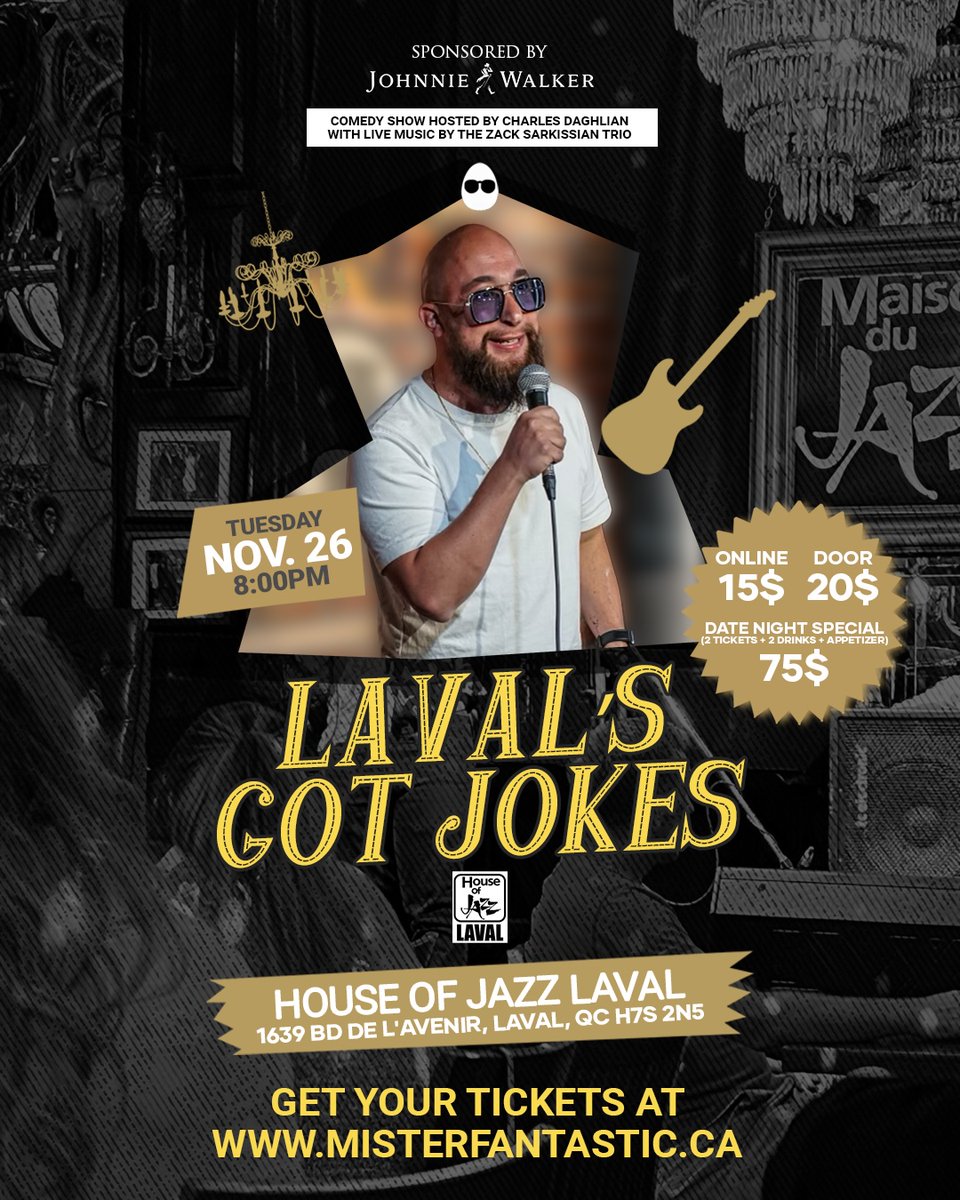 Tonight! I'll be performing in Laval... then at the Comedy Nest this Friday and Sat... Come on down!