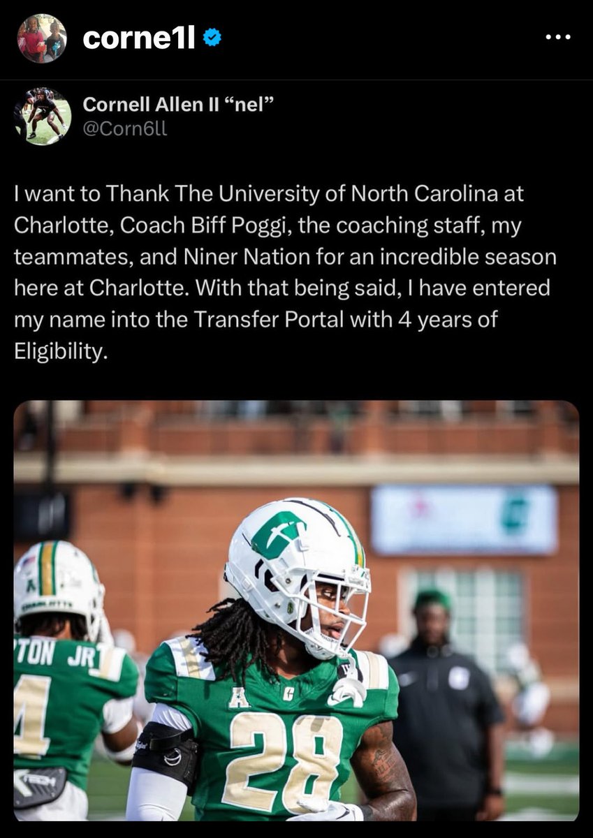 This Big Time DB (@corne1l) is an outstanding Lockdown/Shutdown DB!! Finds the ball well, good hips and feet movement!! Solid on press
coverage!! Humble,good character hardworking and fundamental sound!! Great catch for a college looking for a talented DB!!