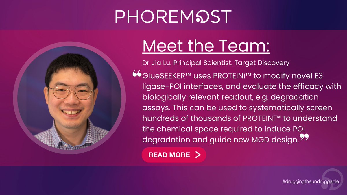 Have you read our Meet the Team blog series?
 
In the latest edition, we spoke with Dr Jia Lu, Principal Scientist in Target Discovery about his experiences working with mini proteins and the challenges associated with developing molecular glue degraders➡️ tinyurl.com/3fxndnta