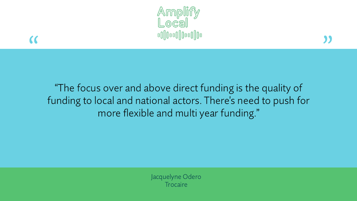 AmplifyLocal's tweet photo. More flexible and multi-year funding is needed 🗣️ Jacquelyne Odero, @trocaire. #localisation #AmplifyLocal https://t.co/nY8s7hhuRb