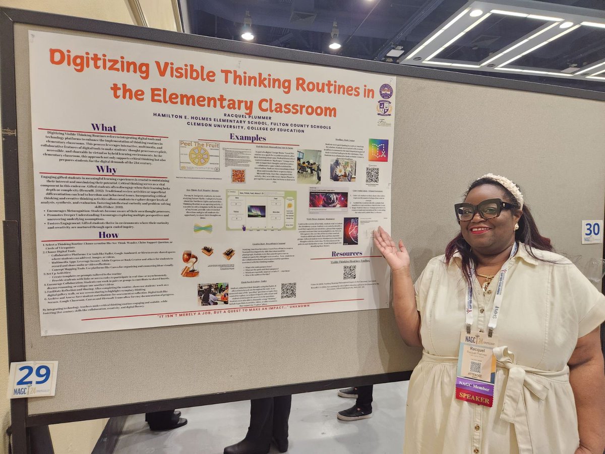 Plums_TAGline's tweet photo. Had the BEST time at #NAGC24! 🫶🏾Connecting w/passionate educators and sharing my work during the poster session was a true highlight-@NAGCGIFTED The sessions were wonderful. There's so much more to do in the equity space. Let's keep pushing forward! 💡 #GiftedEd #EquityInEd https://t.co/QegAGpx09k