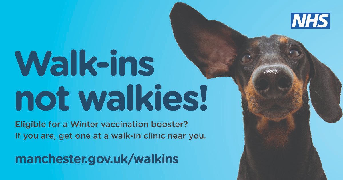Stop by our free winter wellness walk-in clinic at Moss Side Millennium Powerhouse, 140 Raby St, M14 4SL on 6 December from 9am to 1pm.

Drop in, warm up, and grab your free booster and flu jabs to boost your health this winter. 💪

Find out more at manchester.gov.uk/walkins