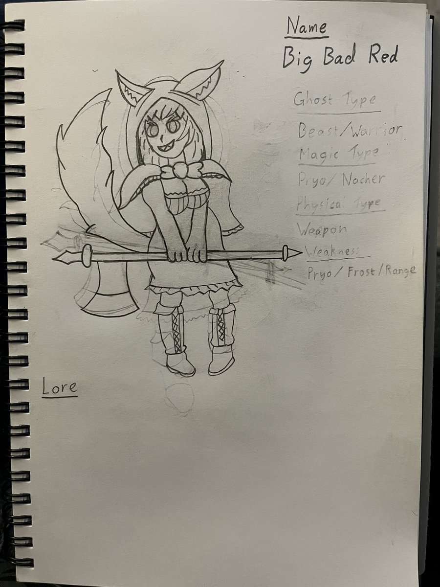 LemonLightning7's tweet photo. Never done this but this is my OC big bad red a fusion of little red riding hood and the big bad wolf

#digfake #ocdrawing #pokemon #littleredridinghood #bigbadwolf
#drawing #fakemon #oc #Digimon #bigbad #drawthisinyourststyle https://t.co/G2BzAHeRSk