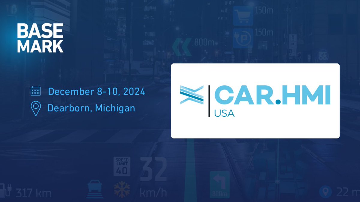 🚗🇺🇸 We’re excited to be part of Car HMI USA on December 8-10 in Dearborn, Michigan! Visit our stand to explore Basemark’s cutting-edge automotive AR software solutions for in-vehicle displays.hubs.li/Q02ZvDW50

#Basemark #CarHMI #CarHMIUS #Automotive #AugmentedReality #AR