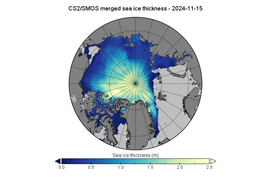 GreatWhiteCon's tweet photo. Here's our mid month comparison between the #PIOMAS and #CryoSat2 / #SMOS gridded sea ice thickness and volume data:
https://t.co/Nu4iuAV1xP
On November 15th #Arctic #SeaIce volume was 8.23 thousand km³, 4th lowest for the date in the PIOMAS record: https://t.co/w0ke2rbIvG