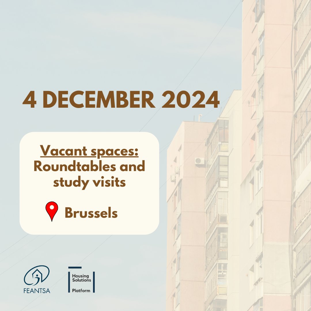 FEANTSA's tweet photo. Just 1️⃣ week to go until our series of discussions and study visits exploring how vacant spaces can be used to provide housing solutions!

Spaces are limited, so secure your spot soon! ⏰
Register for the event &amp; view the full programme below 

🔗https://t.co/lzjEFGoHTk https://t.co/2x0FZ7n4Bn