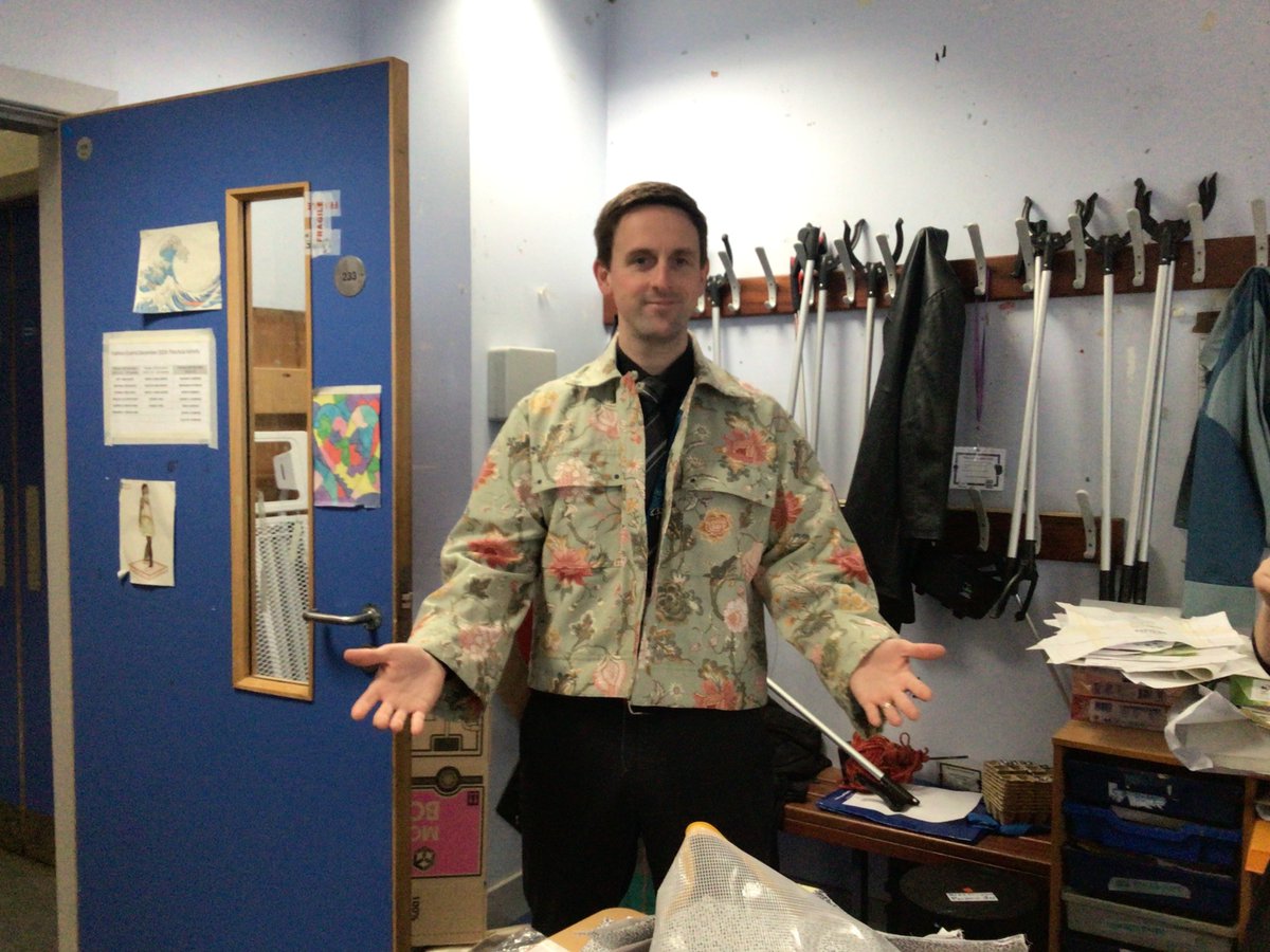 As the N5 Fashion class work on their final garments, Mr McDermott shows off some amazing sleeves and top stitching in the box jacket!
