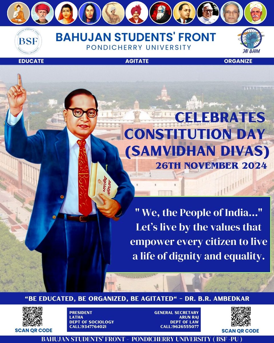 bsf_pu's tweet photo. On Constitution Day, we honor the soul of our democracy - the Indian Constitution. 🇮🇳 Let’s remember the values of justice, equality, liberty, and fraternity that guide us toward a brighter, more inclusive future. 
Together, we uphold the spirit of equality &amp; rights for all.✊ https://t.co/6eejudHyc2