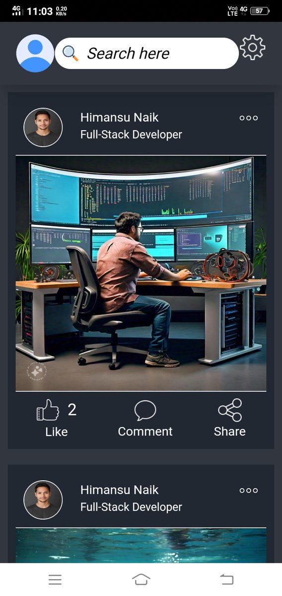 Himansuwebcoder's tweet image. I have done some UI for my social media app.
How is this ?
