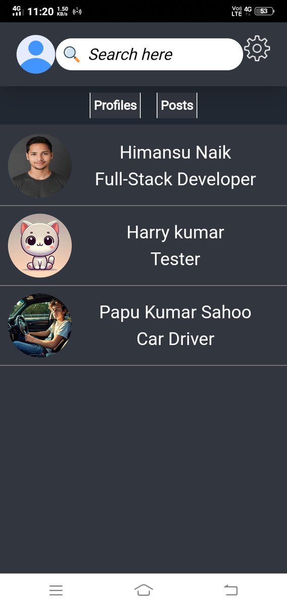 Himansuwebcoder's tweet image. I have done some UI for my social media app.
How is this ?