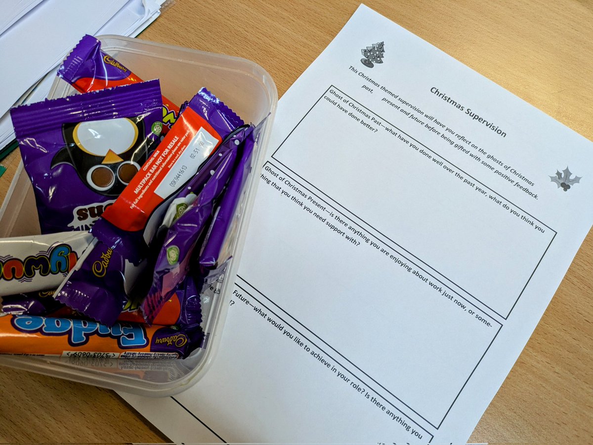 Justacarehomeg1's tweet image. A Christmas theme to our supervisions this month, always good to change things up! Using Scrooge's ghosts to reflect on practice before receiving a gift of positive feedback 🎁 #staffdevelopment #carehomelife
