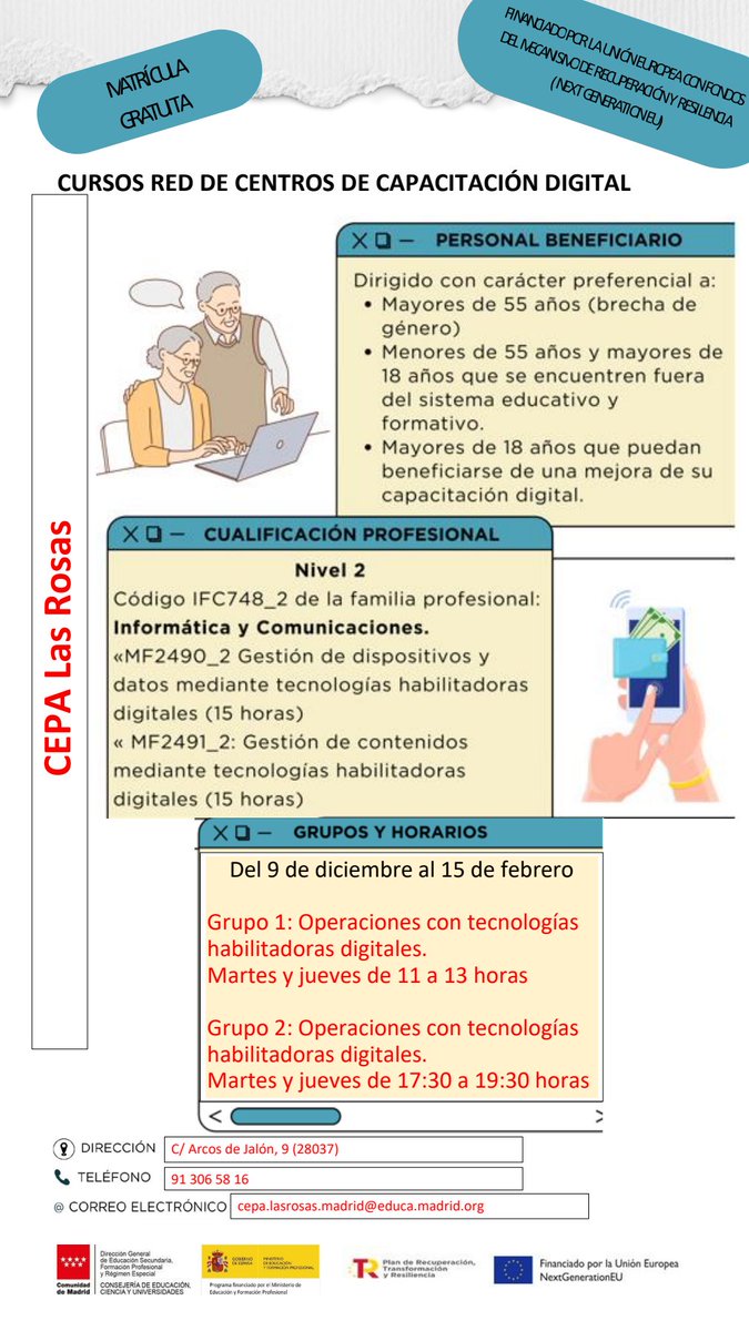 CepaLasRosas's tweet image. En el @CepaLasRosas comenzamos un nuevo curso de capacitación digital, apúntate!!! 📲💽📀⌨️💡🖱️🖥️💻