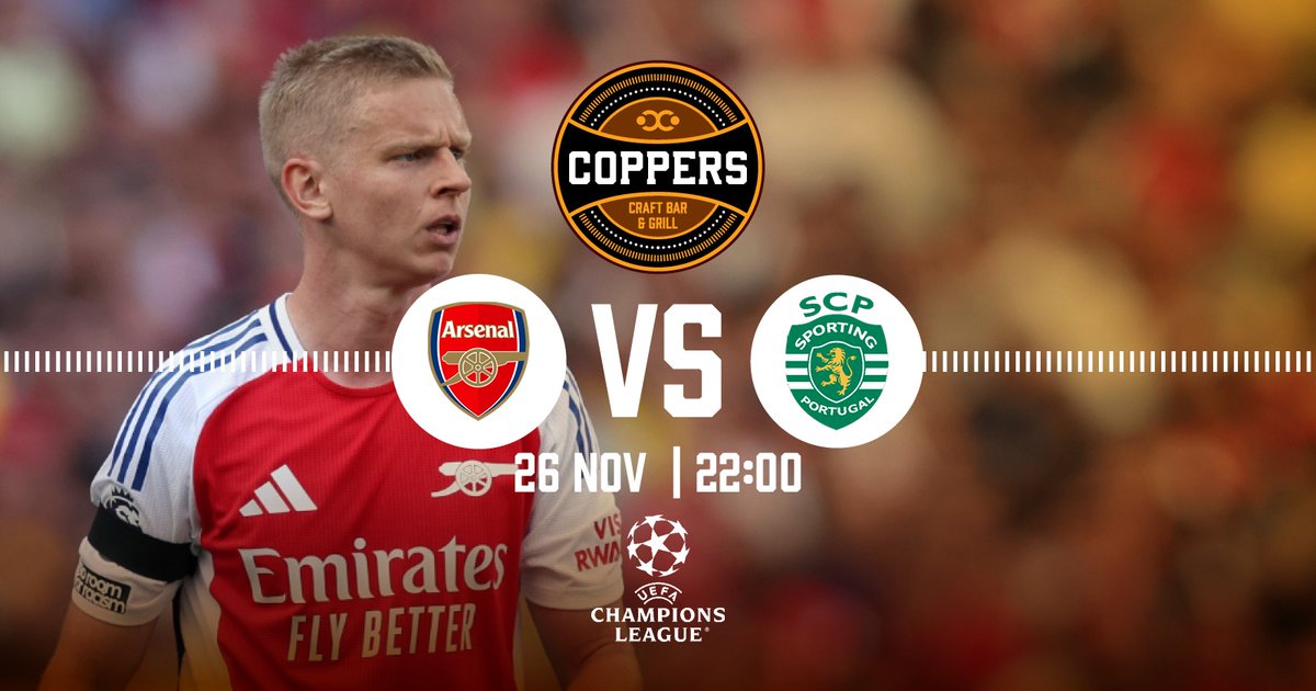 It's Match day...UCL clash away at Sporting 
 
Don't forget to catch the game at the following <a href="/ArsenalSA/">Arsenal South Africa</a>  official branches to show support for the <a href="/Arsenal/">Arsenal</a> 

Coppers Craft Bar and Grill
Bossa Bedfordview
Encore. Menlyn

#coyg #arsenal #arsenalsa #matchday