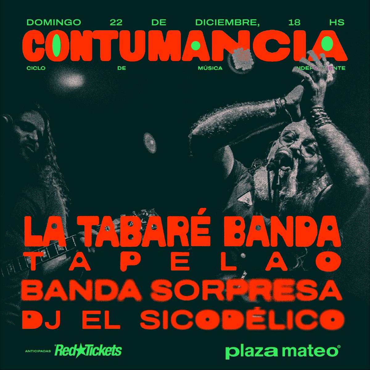 📢 Diciembre!

Nos vemos en Contumancia, Ciclo de Música Independiente.

📅 Domingo 22/12
⏰ 18hs
📍 Plaza Mateo

💳 RedTickets Uruguay
bit.ly/495Ad1w

#latabare