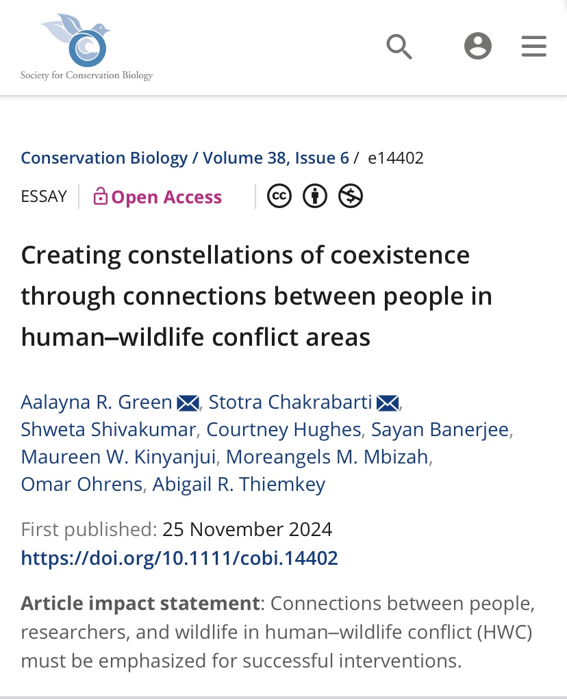 Hot off the press✨ 📣 

A coalition of trans- and interdisciplinary #HWC professionals have come together to pose the idea of constellations of coexistence

We are advocating for HWC mitigation strategies that are grounded in local and global connected realities