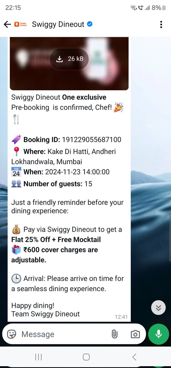 chefkucks's tweet photo. @SwiggyCares @swiggydineout @Swiggy Kakke di hatti, Mumbai. Visited on 23/11/2024 after making a reservation on @swiggydineout The restaurant specifically mentioned they get into a loss if we pay through swiggy dineout &amp; thus they will not comply with what's promised. We were refused the complimentary mocktails. https://t.co/LYSklRBGq1