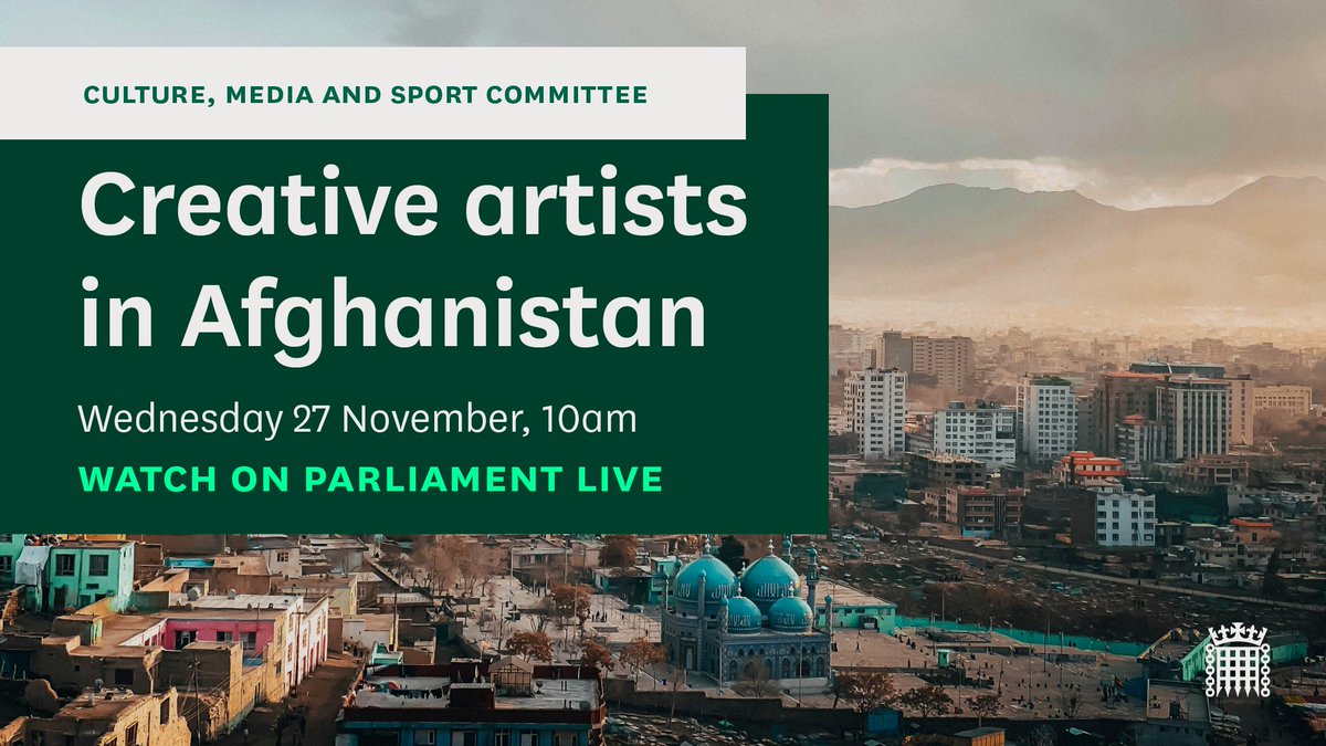 Tomorrow at 10am, we are holding a session looking at the current plight of creative artists in Afghanistan.
 
Find out more and how to watch live 👇
committees.parliament.uk/committee/378/…