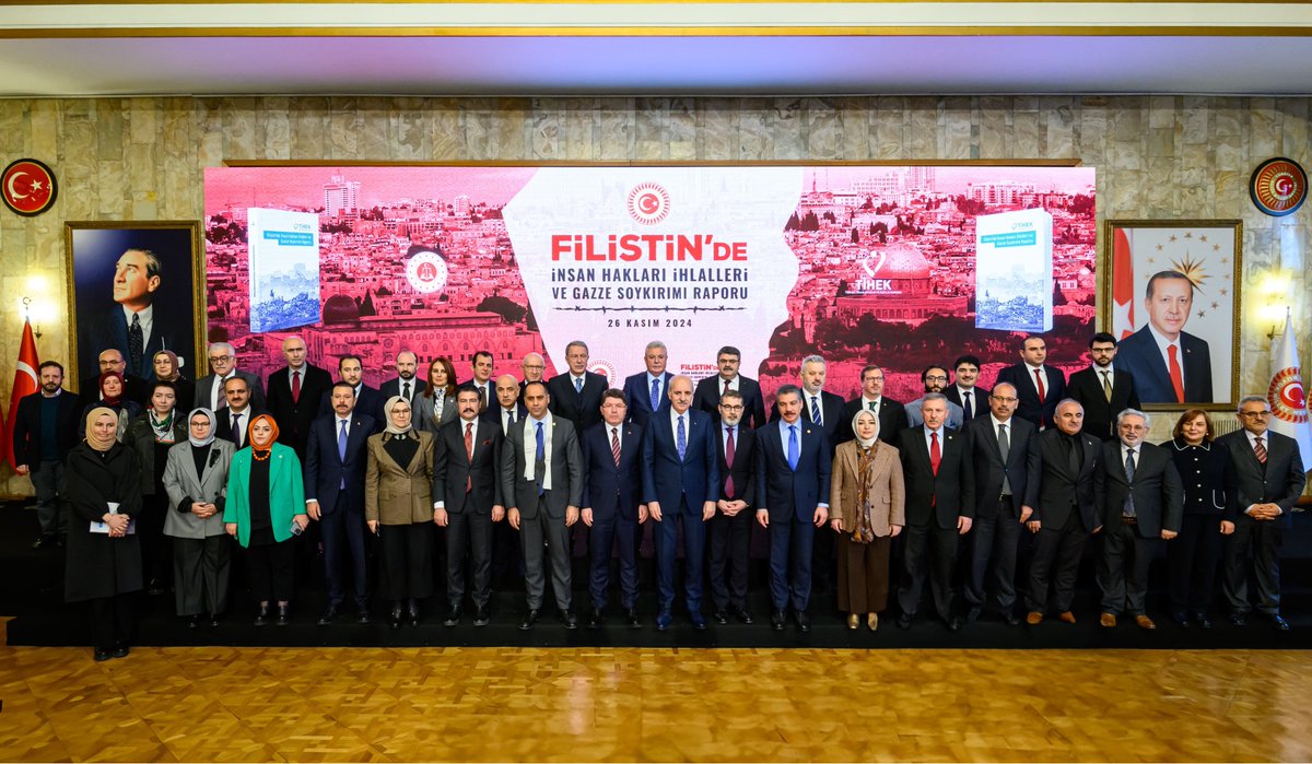 “Filistin’de İnsan Hakları İhlalleri ve Gazze Soykırımı Raporu” tanıtım programında TBMM Başkanımız Sayın Numan Kurtulmuş, milletvekillerimiz ve akademisyenlerimizle bir araya geldik.

Yıllardır #Filistin topraklarını işgal eden İsrail’in 7 Ekim 2023’ten bu yana #Gazze’de yaptığı