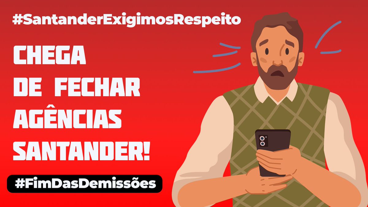 #SantanderExigimosRespeto.
Terceirizar e desvalorizar o trabalho de milhares de bancários é uma prática coordenada pelo Santander em vários países da América do Sul. 
#FimDasTerceirizações #DireitosDosTrabalhadores <a href="/santander_es/">Santander España</a> 
<a href="/AnaBotin/">Ana Botín</a> 
<a href="/santander_br/">Santander Brasil</a>
<a href="/bancosantander/">Santander</a>