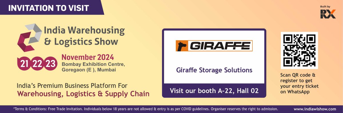 GiraffeStorage's tweet image. Thrilled by the success at #IndiaWarehousingShow2024! 🚛✨ Thank you for the incredible response to our innovative storage solutions. Here&apos;s to smarter, efficient warehousing! 💡📦 #GiraffeStorageSolutions