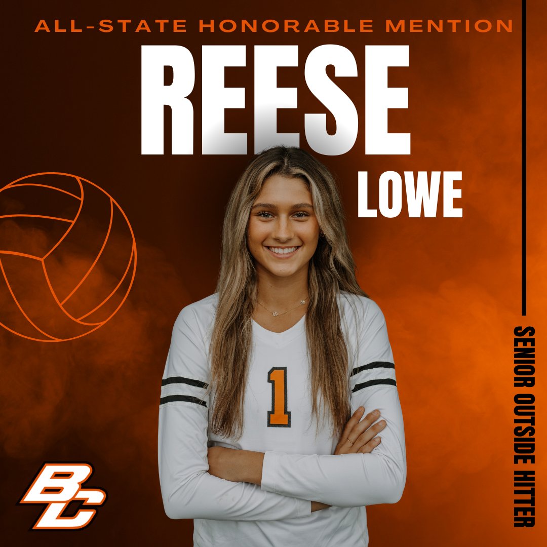 Congrats to our Senior Outside Hitter, #1 Reese Lowe! Reese was named All-State Honorable Mention! Way to go, Reese! #BCVB #GoBulldogs