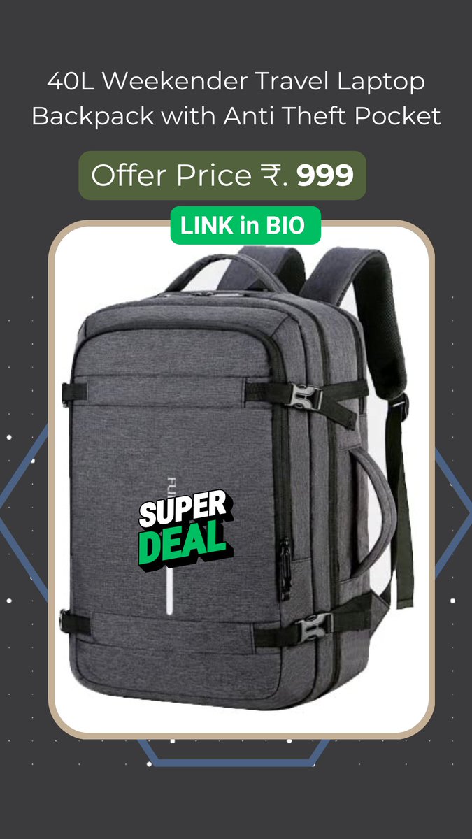 ExclDealsIndia's tweet image. Backpack Under 1000

#backpack #backpacktravel #backpackfortravel #backpackerlife #BackpackStyle #backpacklife #backpacking #backpackers #Travel #TravelTown