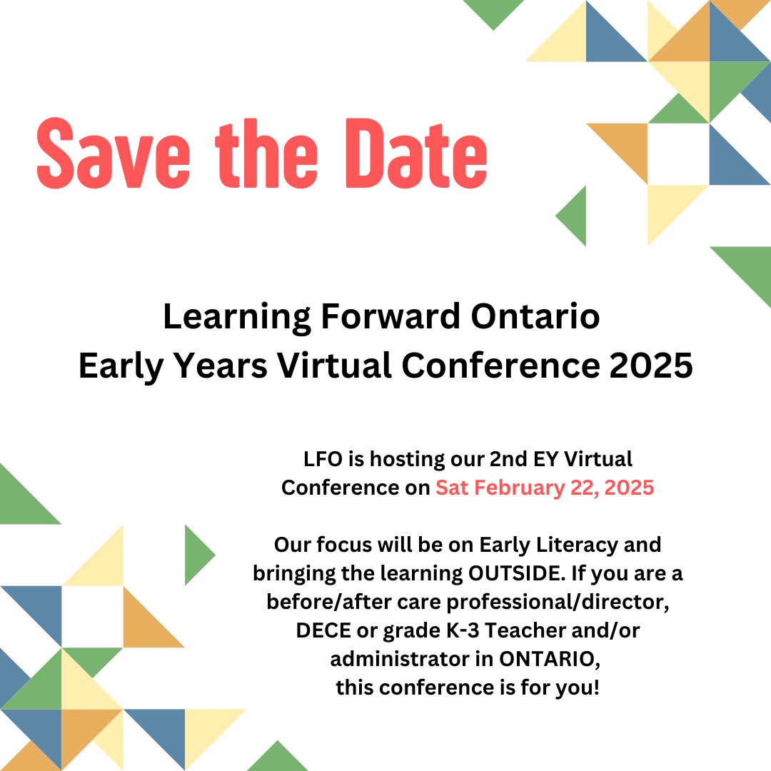 Ontario Early Year educators - this post is for you. 
SAVE THE DATE! 
Saturday February 22, 2025. More to come.