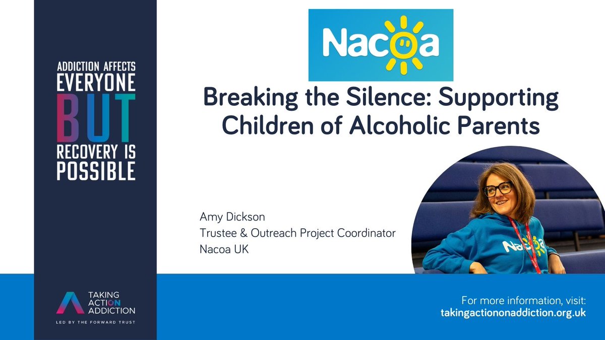 ActionAddiction's tweet image. We’re delighted to bring you a blog post from our partner @NacoaUK💙

Amy Dickson, Trustee &amp;amp; Outreach Project Coordinator at Nacoa, discusses her experience of growing up as a child of someone with an addiction.

Read the blog: actiononaddiction.org.uk/breaking-the-s…

#TakingActionOnAddiction