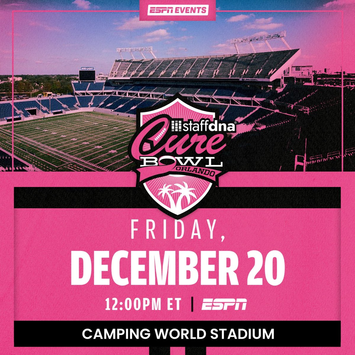 purvisadamsonjr's tweet photo. 2024 @Staff_DNA @CureBowl
December 20th at 12pm ET
#Orlando @CWStadium
It’s @BowlSeason “ Bringing Teams Together to Find a Cure For Cancer”
Learn more ➡️ https://t.co/IzBnJlMCsE
#OrlandoVsCancer #CureBowl #CancerResearch #SupportTheCure #WeCanTackleThis https://t.co/K6vFpECOu5