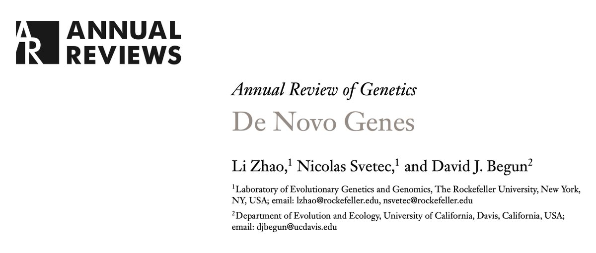 Li Zhao (@lizzyzhao) on Twitter photo Nicolas Svetec, David Begun, and I wrote a review article about de novo genes. If you are interested in this topic please take a look at this final open-access version <a href="/AnnualReviews/">Annual Reviews</a> annualreviews.org/content/journa…. Nicolas Svetec, David Begun, and I wrote a review article about de novo genes. If you are interested in this topic please take a look at this final open-access version <a href="/AnnualReviews/">Annual Reviews</a> annualreviews.org/content/journa….
