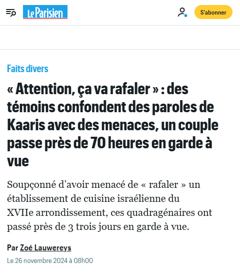 Entre les auteurs de la dénonciation et les policiers qui mettent 70h pour se rendre compte qu'il s'agissait des paroles d'une chanson, rien ne va ! Illustration des effets délétères du matraquage médiatique.
leparisien.fr/faits-divers/a…