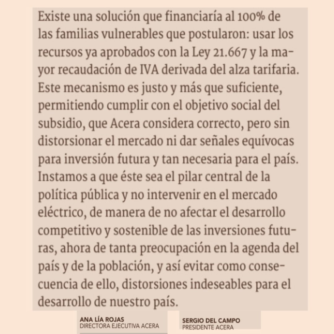 ACERA A.G. (@aceraag) on Twitter photo 📢ACERA en los medios📢
👥 | Sergio del Campo Fayet, Presidente de ACERA; <a href="/analiaenergia/">Ana Lia Rojas</a>, Directora Ejecutiva de ACERA
📰 | Diario Financiero | Opinión
#EnergíasRenovables 📢ACERA en los medios📢
👥 | Sergio del Campo Fayet, Presidente de ACERA; <a href="/analiaenergia/">Ana Lia Rojas</a>, Directora Ejecutiva de ACERA
📰 | Diario Financiero | Opinión
#EnergíasRenovables