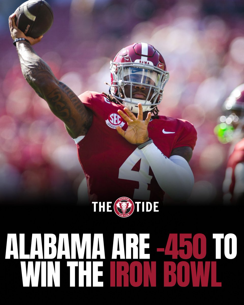 Alabama's odd to win the Iron Bowl💰

-450 #RollTide